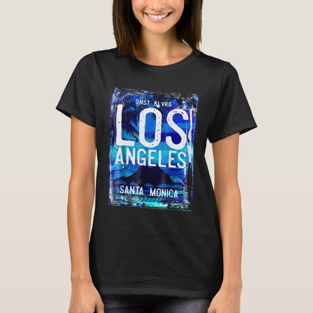 Camiseta Los Angeles Sunset Boulevard Santa Monica azul Tsh (Anverso)