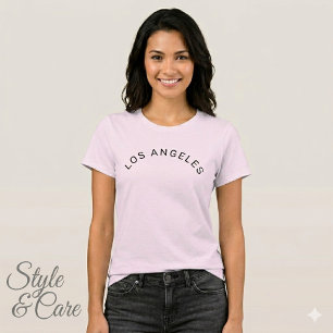 Camiseta Los Angeles Texto Marca Rosa Pálido Ajuste Cómodo
