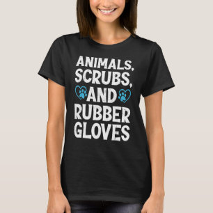 Camiseta Los Animales Cruzan Guantes De Goma Y Café Vet Tec