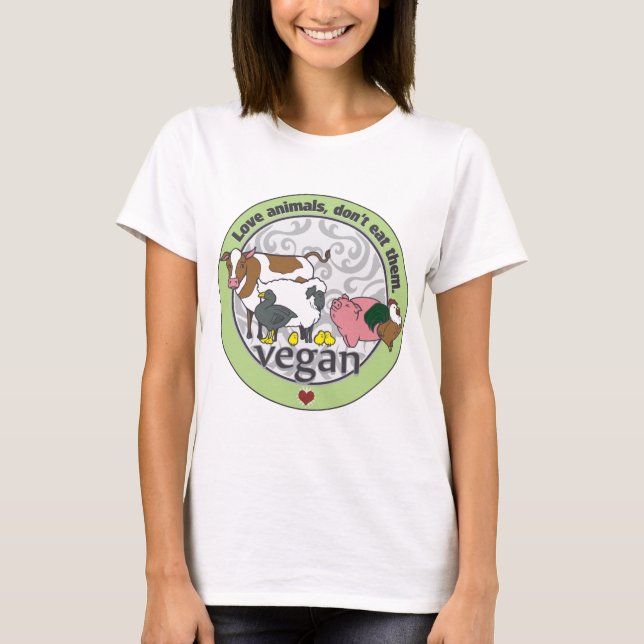 Camiseta Los animales del amor no los comen vegano (Anverso)