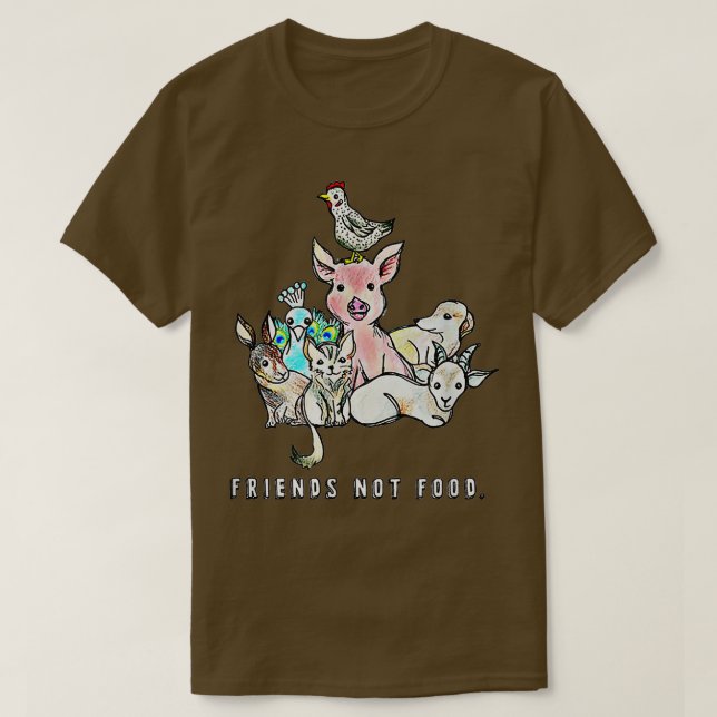 Camiseta Los animales son amigos no comen cerdo lechón Vega (Diseño del anverso)