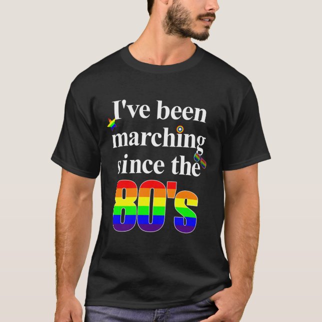 Camiseta Los años ochenta que marchan del orgullo gay LGBT (Anverso)