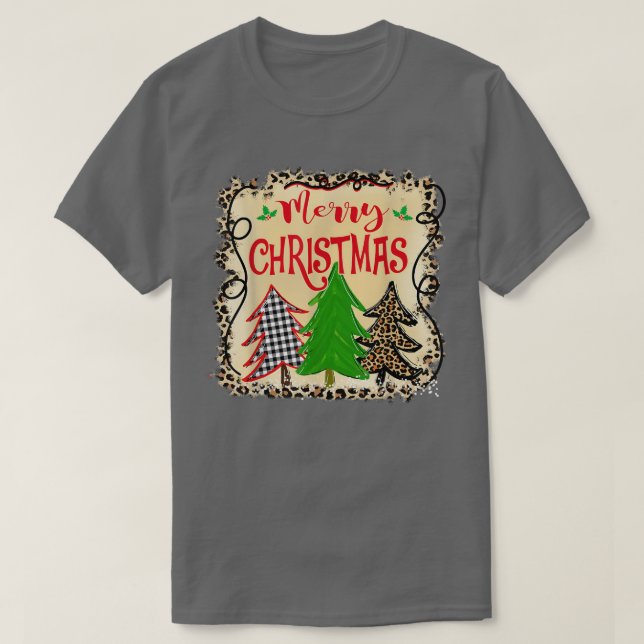 Camiseta Los árboles navideños leopardo mujeres Feliz Navid (Diseño del anverso)