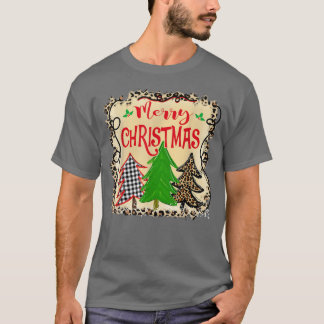 Camiseta Los árboles navideños leopardo mujeres Feliz Navid