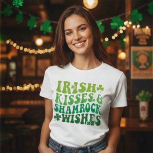 Camiseta Los besos irlandeses y los deseos de Shamrock retr