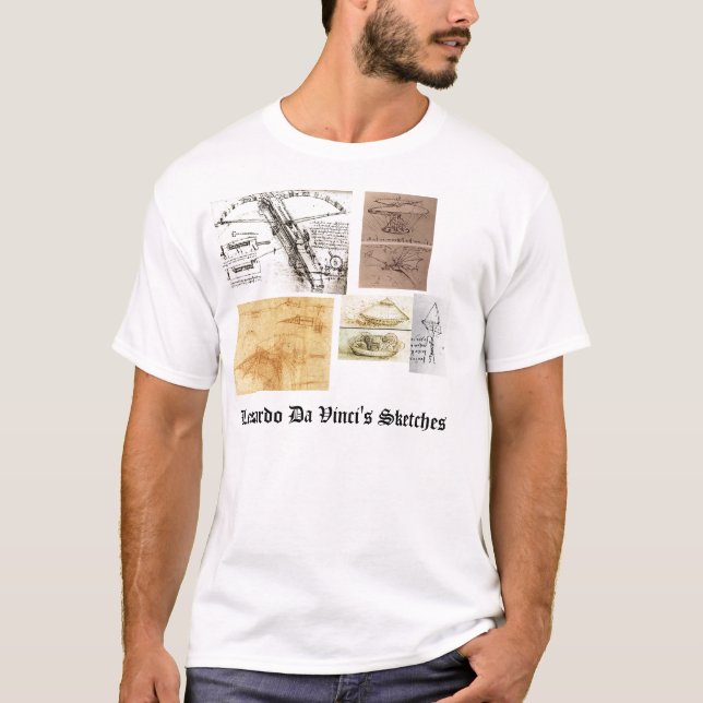 Camiseta Los bosquejos de Leonardo da Vinci (Anverso)