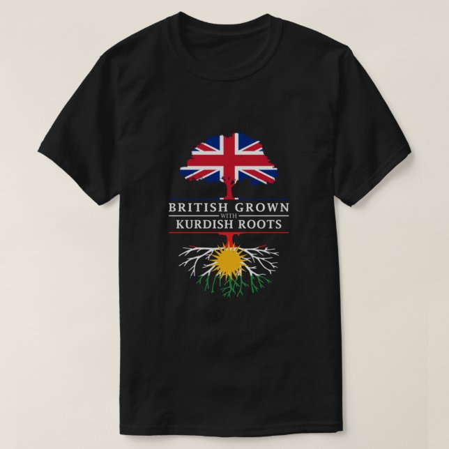 Camiseta Los británicos crecen con    raíces kurdasEl desig (Diseño del anverso)