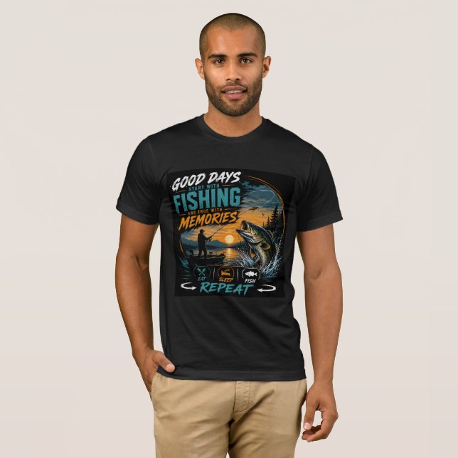 Camiseta Los Buenos Días Comienzan Con La Pesca Y Terminan  (Anverso completo)