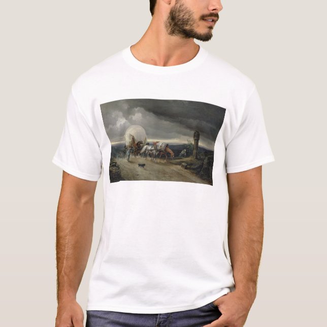 Camiseta Los caballos que dibujan los carros suben una (Anverso)
