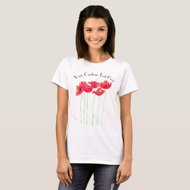 Camiseta Los cachorros acuardan las flores rojas de su amap (Anverso completo)