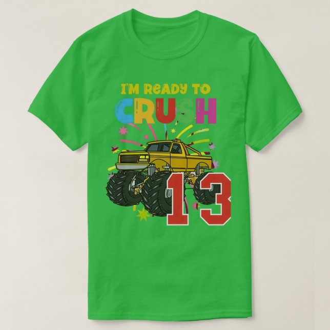 Camiseta Los camiones monstruosos amarillos son mi área de  (Diseño del anverso)