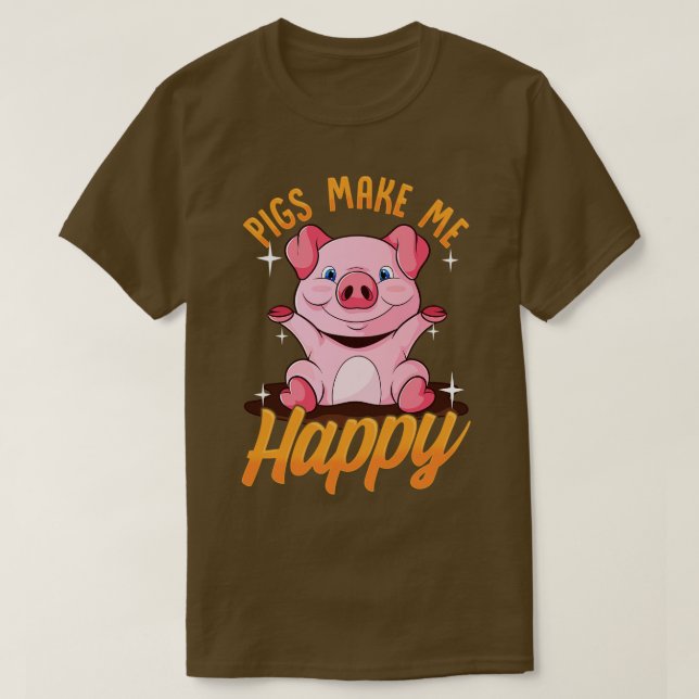 Camiseta Los Cerdos Me Hacen Feliz Perro Adorable (Diseño del anverso)