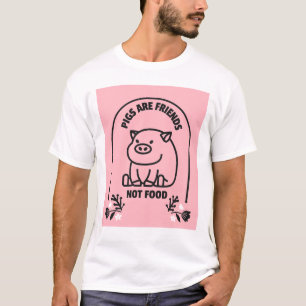 CAMISETA LOS CERDOS NO SON AMIGOS DE COMIDA VEGAN T-SHIRS
