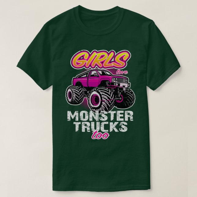 Camiseta Los chicas aman los camiones de los monstruos, un  (Diseño del anverso)