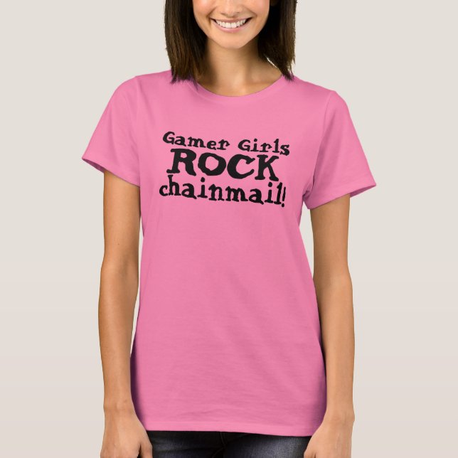 Camiseta ¡Los Chicas del juego ROCK Chainmail! - Videojuego (Anverso)