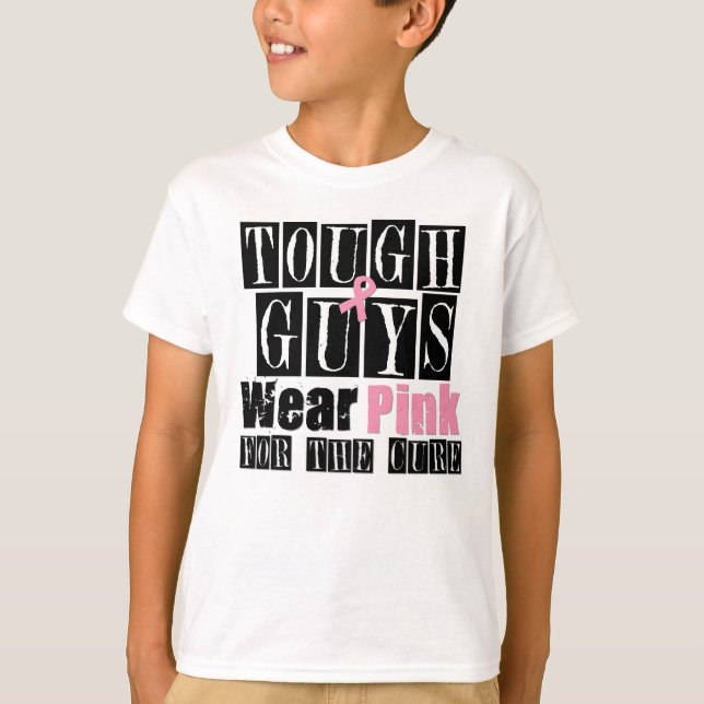 Camiseta Los chicos duros del cáncer de pecho llevan rosa (Anverso)