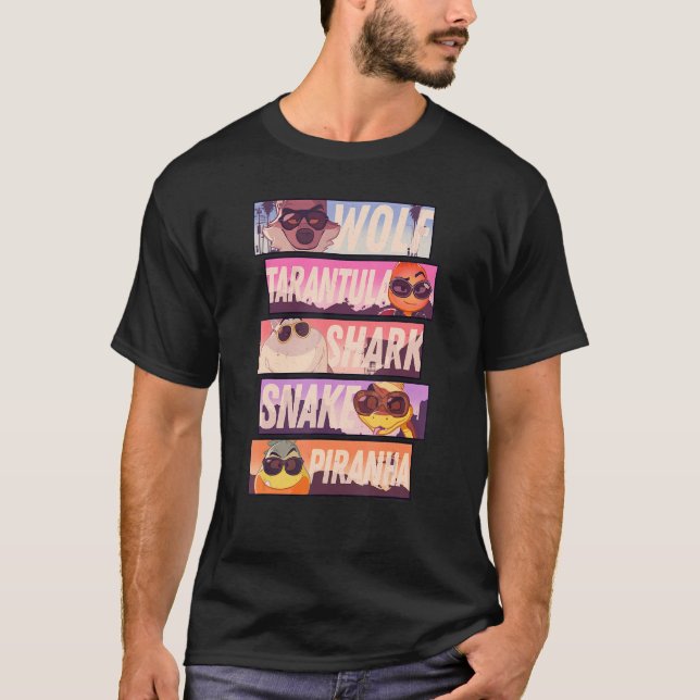 Camiseta Los chicos malos son los paneles apilados de carac (Anverso)