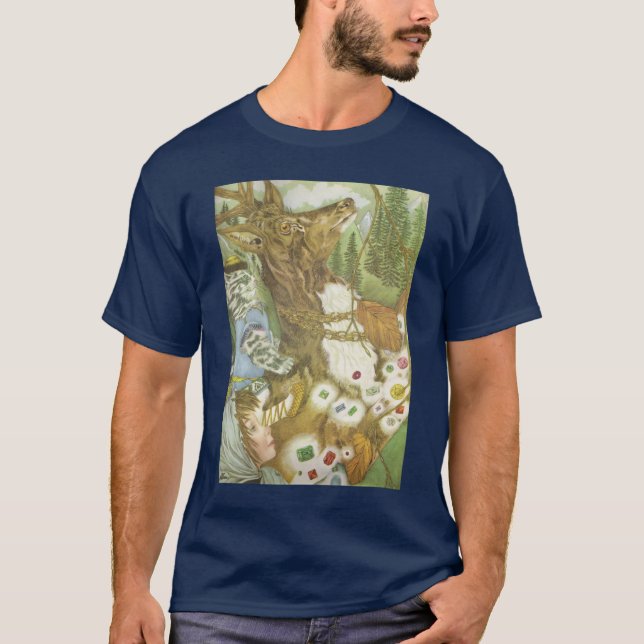 Camiseta Los ciervos y el gato y las joyas (Anverso)