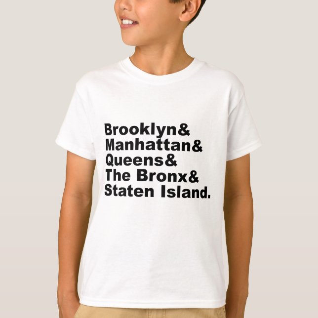 Camiseta Los Cinco Distritos de Nueva York Ciudad (Anverso)