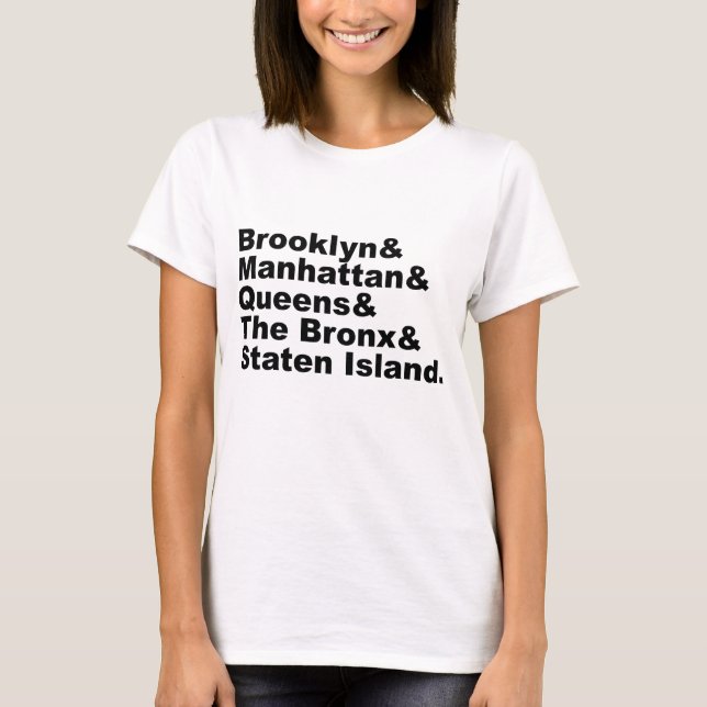 Camiseta Los Cinco Distritos de Nueva York Ciudad (Anverso)