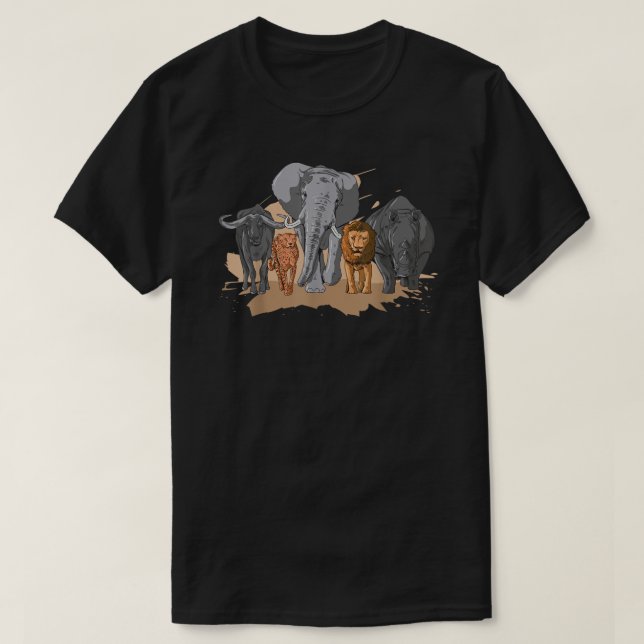 Camiseta Los cinco grandes africanos diseñan un animal salv (Diseño del anverso)