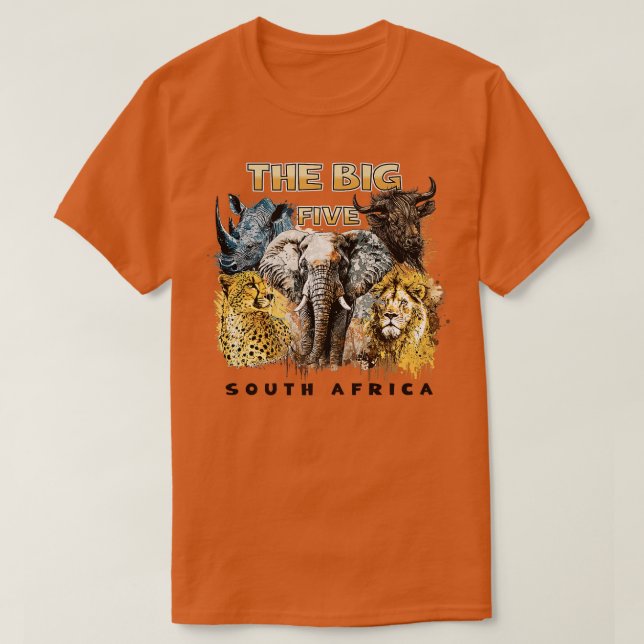 Camiseta Los cinco grandes animales sudafricanos de Sudáfri (Diseño del anverso)