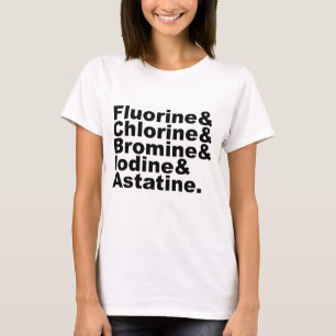 Camiseta Los cinco halógenos de la química Cloro Bromo