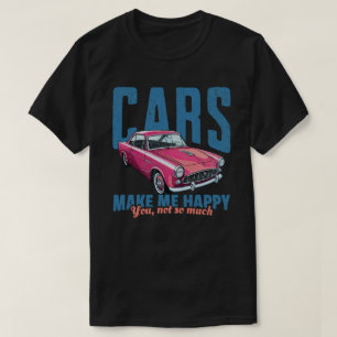 Camiseta Los Coches Me Hacen Feliz Divertido Retro Rojo Coc