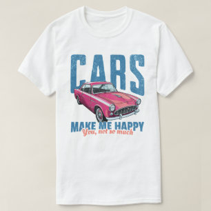 Camiseta Los Coches Me Hacen Feliz Divertido Retro Rosa Coc