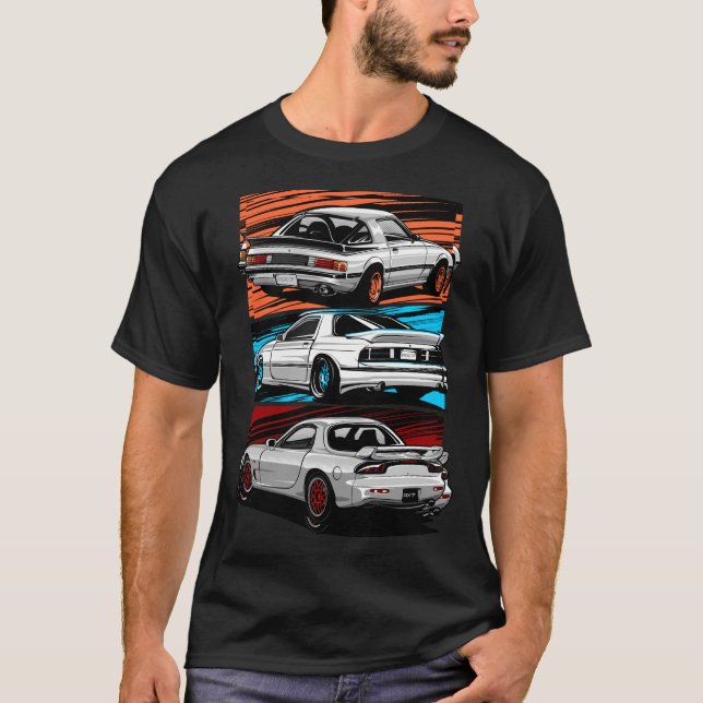 Camiseta Los coches soñados Rx-7 generaciones (Anverso)