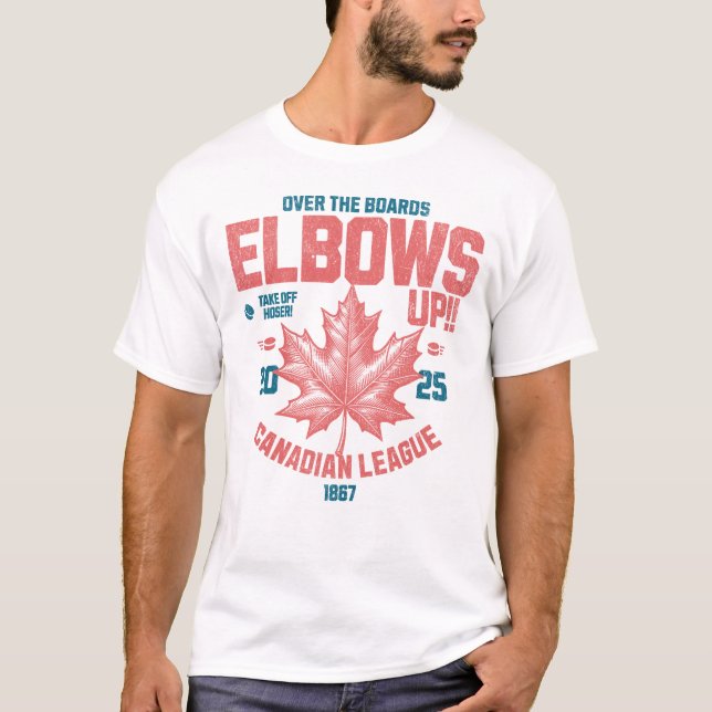 Camiseta ¡Los codos arriba! Sobre el hockey de la liga cana (Anverso)