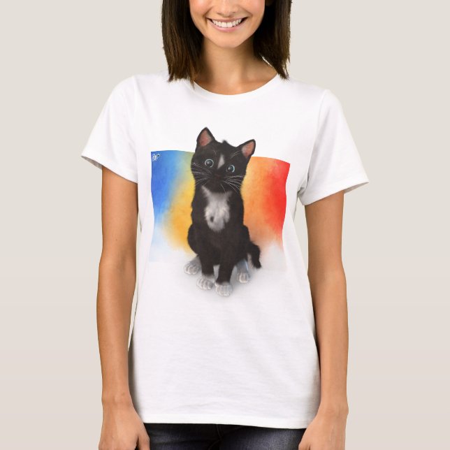 Camiseta Los colores lindos del gato - descolórese al (Anverso)