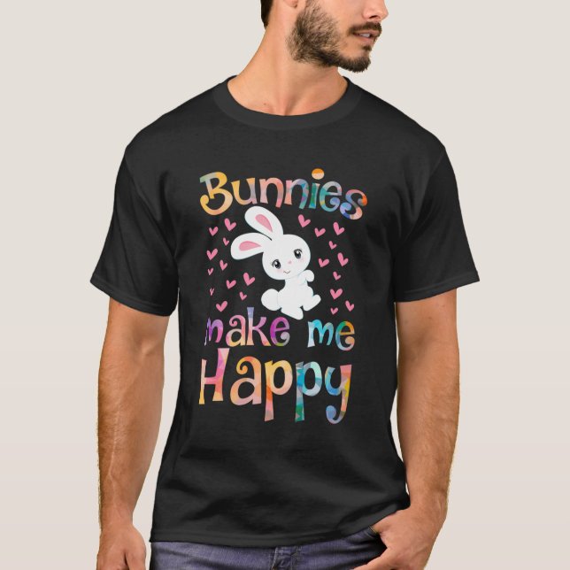 Camiseta Los conejos me hacen feliz conejo Chicas niños Mas (Anverso)