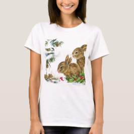 Camiseta Los conejos y las aves disfrutan de la nieve