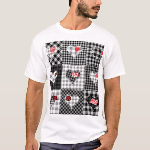 Camiseta Los corazones de los cuadros blancos negros son im
