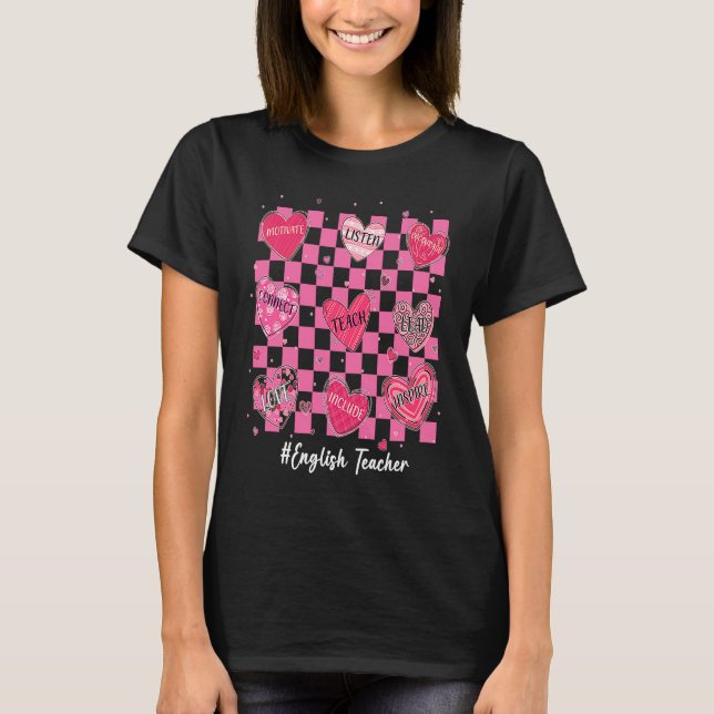 Camiseta Los corazones de los profesores de inglés enseñan  (Anverso)