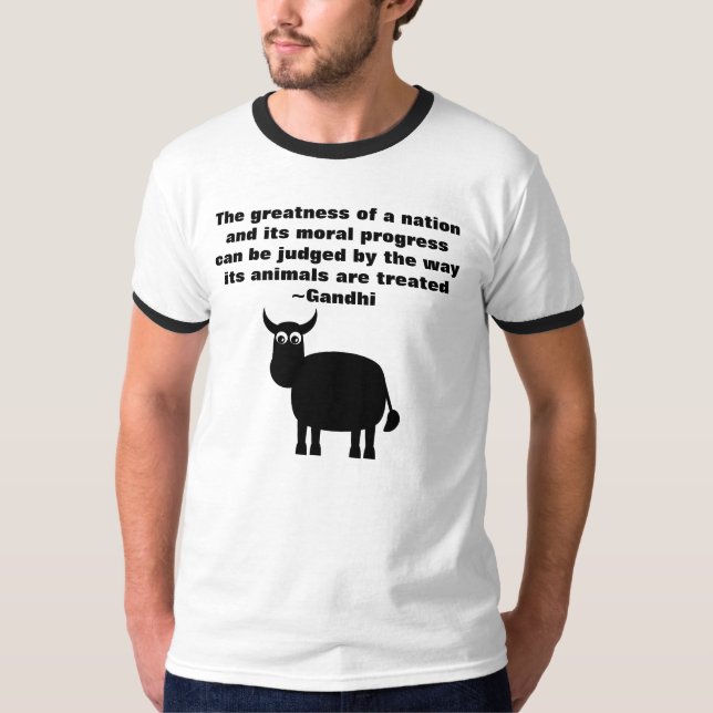 Camiseta Los derechos de los animales de Gandhi citan Bull (Anverso)