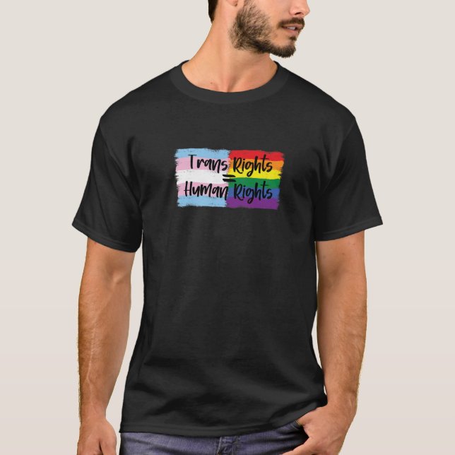 Camiseta Los Derechos Trans Son Derechos Humanos Con Bander (Anverso)