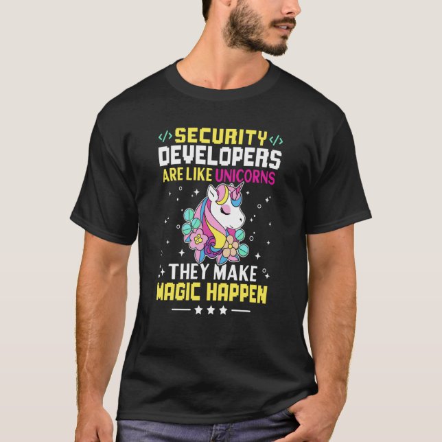 Camiseta Los Desarrolladores De Seguridad Son Como Unicorni (Anverso)