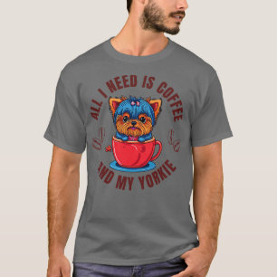 Camiseta Los Días Perfectos Empiezan Con El Café Y Mi Yorki
