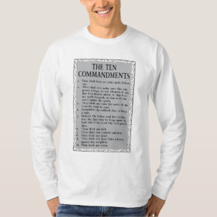 Camiseta Los Diez Mandamientos Biblia Hombres Larga Manga