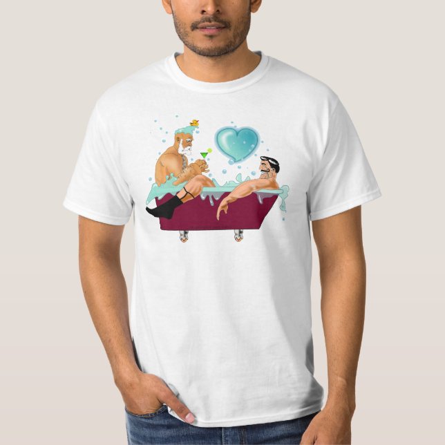 Camiseta Los dos hombres gay de SlipperyJoe aman la bañera  (Anverso)