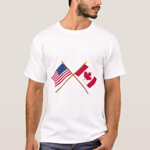 Camiseta Los E.E.U.U. y banderas cruzadas Canadá