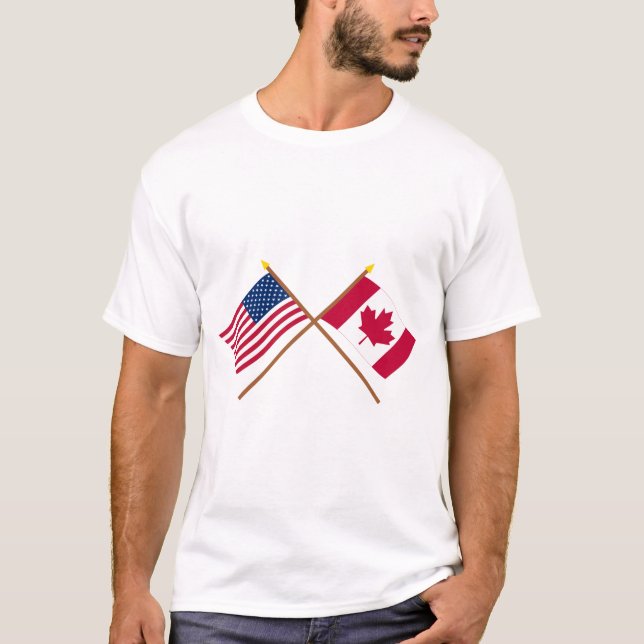 Camiseta Los E.E.U.U. y banderas cruzadas Canadá (Anverso)
