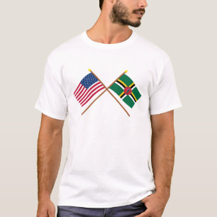 Camiseta Los E.E.U.U. y banderas cruzadas Dominica
