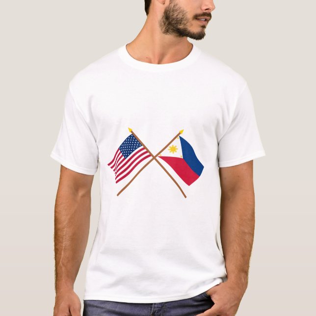 Camiseta Los E.E.U.U. y banderas cruzadas Filipinas (Anverso)