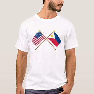 Camiseta Los E.E.U.U. y banderas cruzadas Filipinas