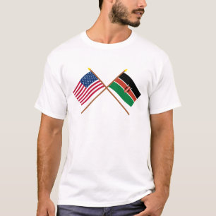 Camiseta Los E.E.U.U. y banderas cruzadas Kenia