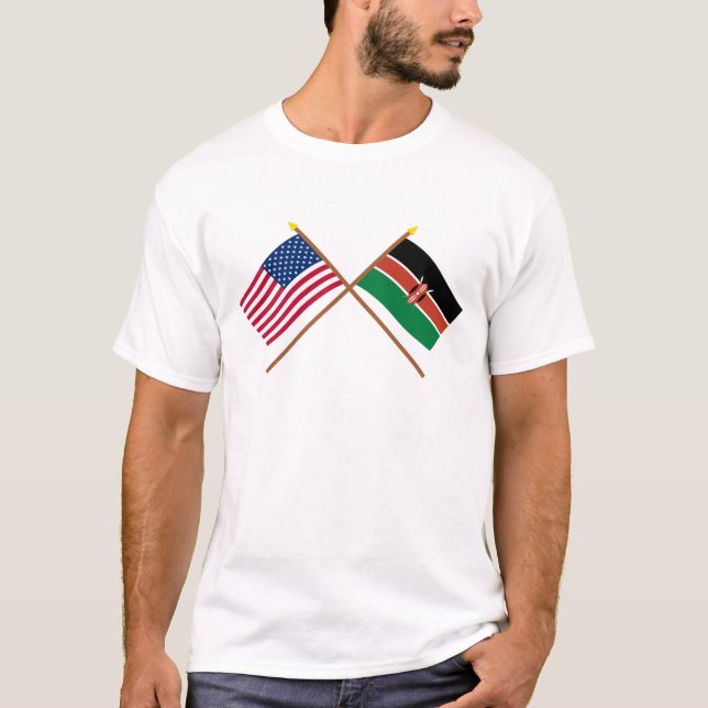 Camiseta Los E.E.U.U. y banderas cruzadas Kenia (Anverso)