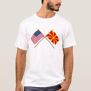 Camiseta Los E.E.U.U. y banderas cruzadas Macedonia